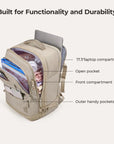 Falco 40L Expandable Airline Approved Carry On Travel Backpack BAGSMART